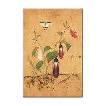 한국화 민화 신사임당 신윤복 책가도 풍수 전통 민속화 풍속화 인테리어 학교 교실 교육 그림 캔버스 액자, 02.신사임당-가지와 방아깨비