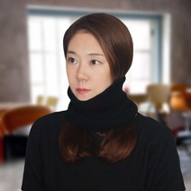 겨울보온 블랙 골지넥워머 니트목도리 원형 20대여성