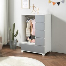 아이방 키즈 5단 서랍장 행거옷장(80cm 2색) 아가 자녀방 국민 어린이 공주, 화이트