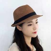 쁘띠리본 페도라 중절모 밀짚 여성 여행 모자