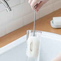 스폰지 스텐 우레탄 세척 병솔 주방솔 리필 교체형, 1개, 본체(집게1P+수세미1P)