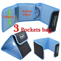 해외 KnightX 카메라 필터 지갑 렌즈 어댑터 링 보관 가방 케이스 파우치 홀더 Cokin UV CPL FLD ND 칼라, Blue 3 Pockets bag, One Size