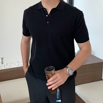 프랑스원단 린넨 아이스 남자 반팔 카라 니트