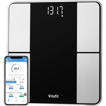 Vitafit 체성분 모니터용 스마트 체지방 체중계 2001년부터 전문가 BMI 지방 수분 근육 동기화 앱용 디지털 무선 욕실 저울 181 4kg(400파운드) 블랙 미국직송, 블랙.