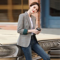 빌리즈빈 봄 가을 여성 체크 싱글 자켓 B 013