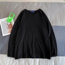 RENXING 한국어 스타일 홍콩 스타일 커플 Bf 느슨한 탑 의류 모든 일치 코튼 긴팔 티셔츠 남자 유행 브랜드 단색 셔츠 유행