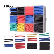 750PCS 구색 전자 랩 와이어 케이블 절연 폴리올레핀 열 수축 튜브 비율
