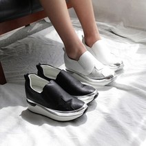준디자인 4.5cm 키높이 가죽 여성 스니커즈 별 큐빅 운동화 발편한 쿠션 보석 푹신한 가벼운 경량 슬립온 캠퍼스화 캔버스화
