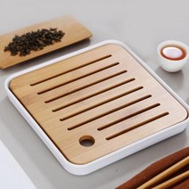 정사각 다기트레이 차판(20cm) 퇴수기 다도 찻상, 1개