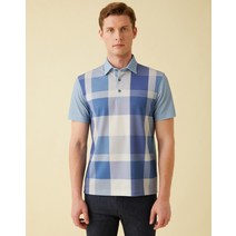 23SS 블루 체크배색 반팔카라티셔츠 DMTS3B002B2