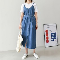 [에디트샵] 끈단추롱청원피스