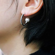BNP 여름코디 여친선물 무니켈도금 C자 신주 링 귀걸이 8mm 귀여운 진주 꼬리 후프 귀걸이