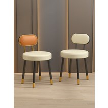 본톤 접이식 식탁 가벼운 고급 등받이 의자 식당 캐주얼 그물 빨간 북유럽 가정 침실 드레싱 테이블 메이크업, [08] 2 라텍스 블랙 골드 레그 화이트 나파 가죽