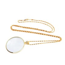 5x 돋보기와 장식 Monocle 목걸이 돋보기 펜던트 골드 실버 색상 체인 쥬얼리 여성 가치, [02] Gold