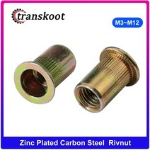 강화마루보수 벽지 깨진타일 보수 m3 m4 m5 m6 m8 m10 m12 아연 도금 탄소강 널링 너트 rivnut 플랫 헤드 스레드 리벳 삽입 너트 모자 리벳 너트, m10 20개