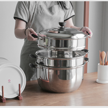 3단찜기 대용량 업소용 스텐 스팀 이유식 만두 떡 찜기 찜솥, boo 3단 찜냄비 32cm