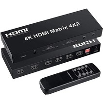 FERRISA 4x2 HDMI 매트릭스 스위치 4 in 2 출력 매트릭스 HDMI 비디오 스위치 스플리터 + 광학 및 L/R 오디오 출력 울트라 HD 4K 3D 1080P 지, 4K HDMI Matrix