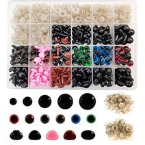 박제 동물 아미구루미 인형 크로셰용 와셔가 있는 600PCS 안전 눈과 코 공예용 6-14mm 블랙 글리터 플라스틱 눈 테디 베어 만들기