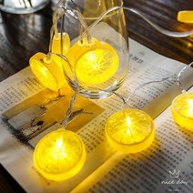 견고한 LED 레몬 화환 오렌지 조각 스트링 라이트 마당 웨딩 홈 파티 침실 장식 배터리 램프 휴일 생일 조, 02 By USB, 01 Yellow 1.5M