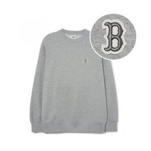 (국내매장 정품) MLB 베이직 스몰로고 오버핏 맨투맨 BOS (Melange Grey)