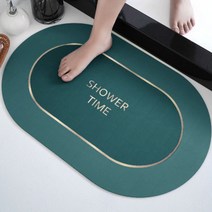 욕실 흡수 매트 화장실 문 앞 미끄럼 방지 발판 화장실 규조 진흙 속건 도어 매트 손세정대 부착, 녹색 목욕-타원형
