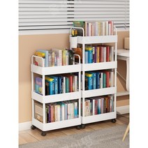 이동식 책꽂이 간이 철제 이동형 트롤리 간편 책꽂이 이동식 서점 북꽂이, 40 18 64 CM 가로세로높이