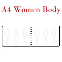 A5 여성 패션 디자인 노트북 인체 템플릿 A4 남성 스케치 스타일 렌더링 의류 디자이너 도구 50 매 용지 (, 03 A4 Women Body