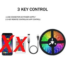 방꾸미기 Led Usb 스트립 조명 스마트 Rgb 5050 화이트 5V 리본 20M 라인 램프 블루투스 사운드 게이밍 룸 장식, [01] 3Key Control, [01] None Waterproof, [04] 4 메터