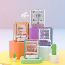 3in1 투명한 무선 탁상용 미스트 선풍기 4color, orange