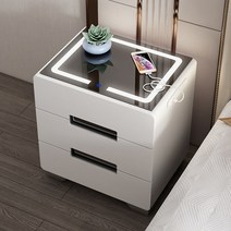 제이파크 무선충전 사이드테이블 침대용 보조테이블 침대무드등 지문잠금 USB충전, 블랙 터치라이트+USB탭, 50(앞)x40(옆)x56(높이)cm