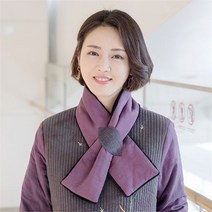 조이마담 A4468 나뭇잎 털 Y 머플러 생활한복코디 중년여성목도리