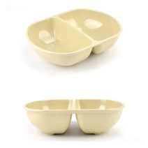 멜라민 반반 나눔 짬짜면 그릇 24.7x20cm 4호 베이지, 단품