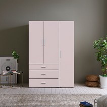 웰튼 에리카 1200 행거형 서랍 옷이불 수납 장롱셋트, 핑크(3서랍장+도어반장)