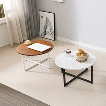 제이드 가구 대리석 원형 테이블 좌식 마블 좌탁 티테이블 거실, 700 원형철재, 블랙