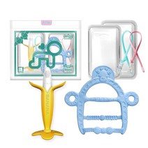 앙쥬 치발기2종세트(바나나+팔찌)-케이스2p+클립2p(색상램덤), 바나나+팔찌기린(블루)