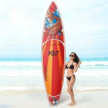 공기 주입식 패들보드 에어 서핑 보드 업, (파란색과 흰색 위장) 305x79x15cm