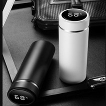 led 온도표시 텀블러 보온보냉 거름망 온도체크 텀블러 460ml, 01. 블랙