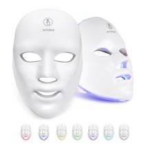 Windee 무선 LED 마스크 피부 미용기 7색 LED 광원 케어 미백 탄력 회복 주름 개선 홈케어 피부관리기 충전식, 1개, 화이트, 1060