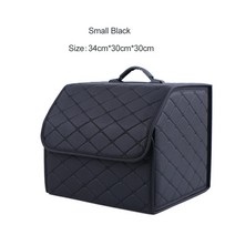 대용량 제네시스 수납박스 자동차 트렁크 정리함 가죽 폴딩 보관함, Black