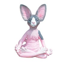 home decor sphynx cat meditate 소장 인형 미니어처 buddha cat figurine 동물 모델 인형 장난감 hairless cat figurine, 박