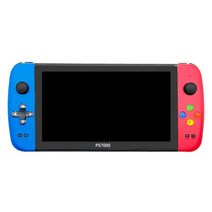 고전게임 레트로게임기 2021 새로운 PS7000 비디오 게임 콘솔 7 인치 쿼드 코어 HD LCD 화면 4000 게임 레트로 게임 콘솔 휴대용 핸드 헬드 게임 가정용오락기, 64G 블루 레드