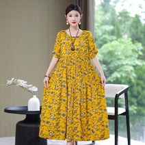 2023 NEW 여름 원피스 40대 롱원피스 30대 빅사이즈원피스 루즈핏 꽃무늬원피스 5XL