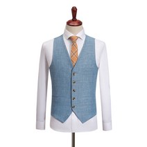 Crzen 남자 린넨 베스트 브이넥 비즈니스 조끼 공연 베스트 23N402