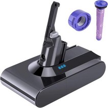 Dyson V8용 교체용 배터리 21.6V 6000mAh 리튬 이온 Dyson V8 시리즈 Absolute Fluffy Animal SV10 무선 진공 청소기와 호환 가능 2PCS, 21.6 볼트, 02 1, 02 1_01 21.6 볼트