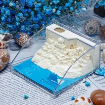 입체 메모지 노트 3D 건축 모델 종이 유명지 자연 조각, 사랑의 바다 산토니리