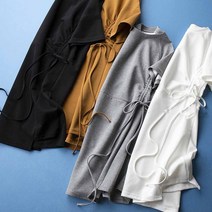 kirahosi 여름 여성 라운드 A라인 언밸런스 반팔 티 스커트 원피스