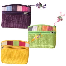 전통 누비 지퍼 동전지갑 파우치 대