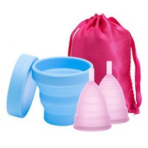 의료 실리콘 생리 컵 살균기 여성 위생 살균, [02] 2cup-Pink-1SterBlue, [02] S Size
