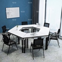 마름모 책상 회의 수업 학생 테이블 교습소 육각 300cm, 2.1mx2.1m+의자6개 1면 1.2m