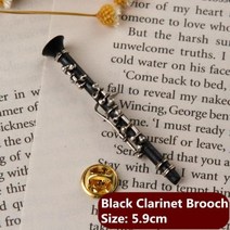 리코더독일식 튜바 색소폰 모양 클라리넷 핀 트롬본 브로치 비올리오 플루트, Black Clarinet Pin
